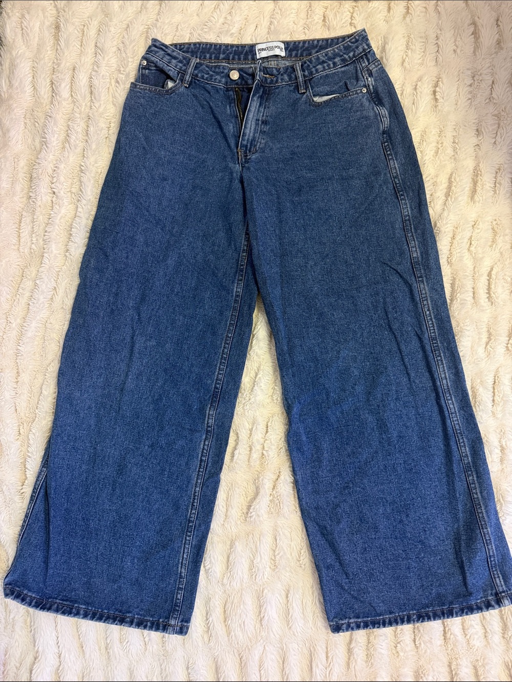 Princess Polly Wide Leg Denim Jeans in Blue Wash